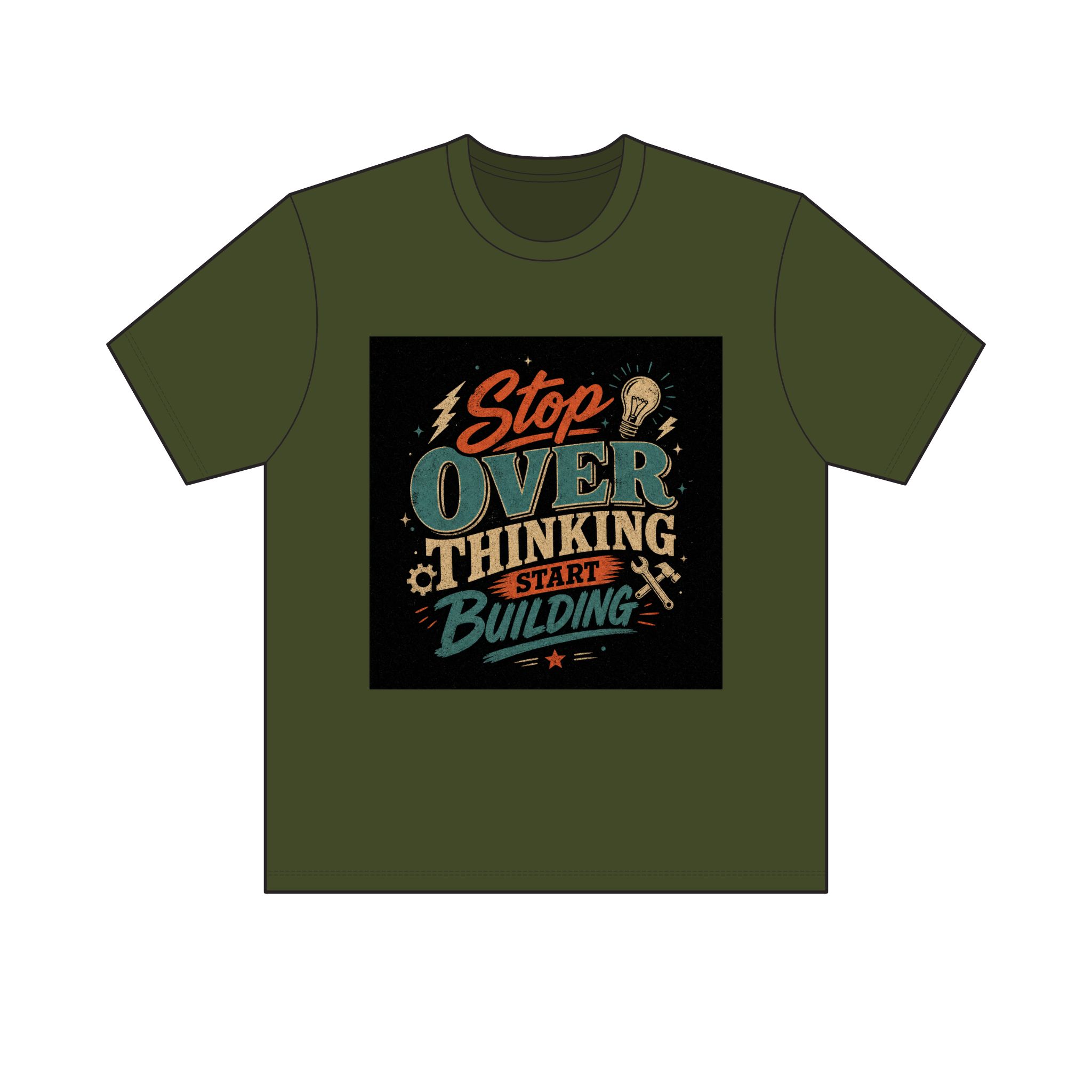 "Stop Overthinking Start Building" Tee — Dark - Image 5